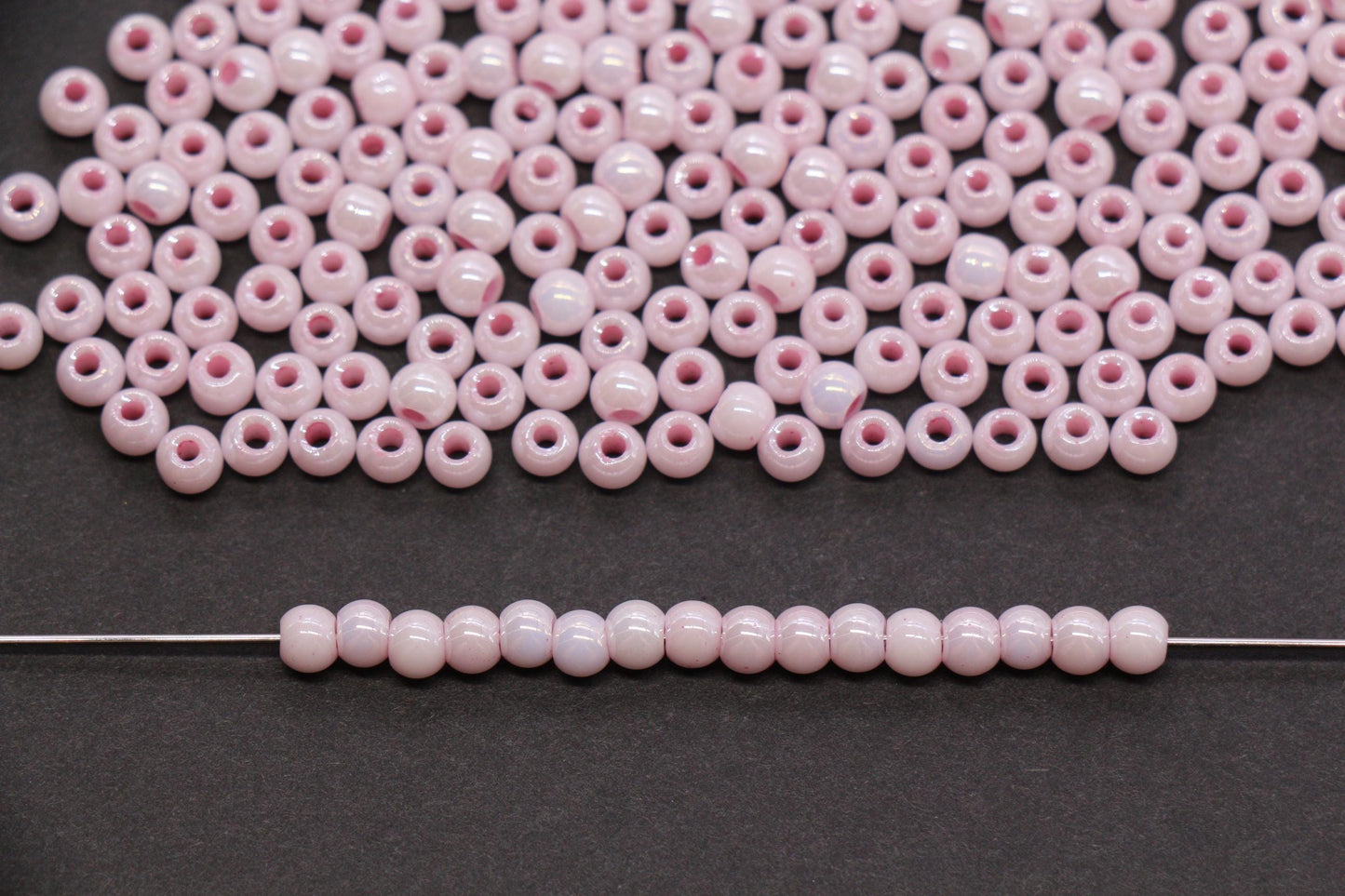 4mm Rose Pink Pearlized Glass Beads, Round Glass Spacer Beads for Bracelets, DIY Jewelry Supplies #3997
