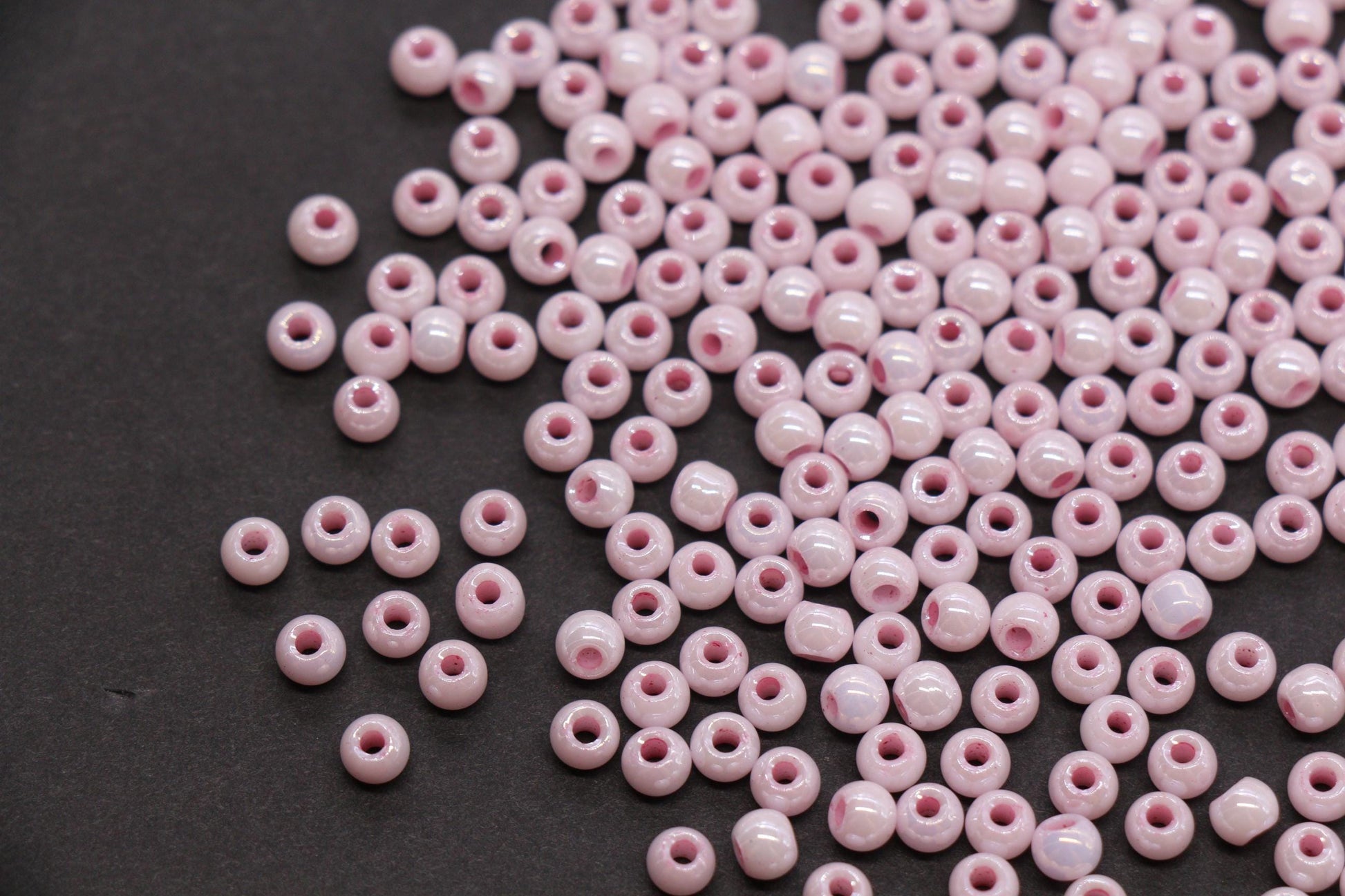 4mm Rose Pink Pearlized Glass Beads, Round Glass Spacer Beads for Bracelets, DIY Jewelry Supplies #3997