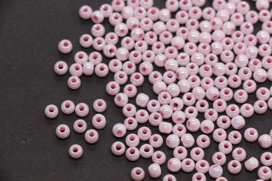 4mm Rose Pink Pearlized Glass Beads, Round Glass Spacer Beads for Bracelets, DIY Jewelry Supplies #3997