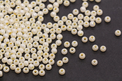 4mm Ivory Cream Pearlized Glass Beads, Round Glass Spacer Beads for Bracelets, DIY Jewelry Supplies #3998