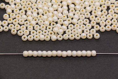 4mm Ivory Cream Pearlized Glass Beads, Round Glass Spacer Beads for Bracelets, DIY Jewelry Supplies #3998