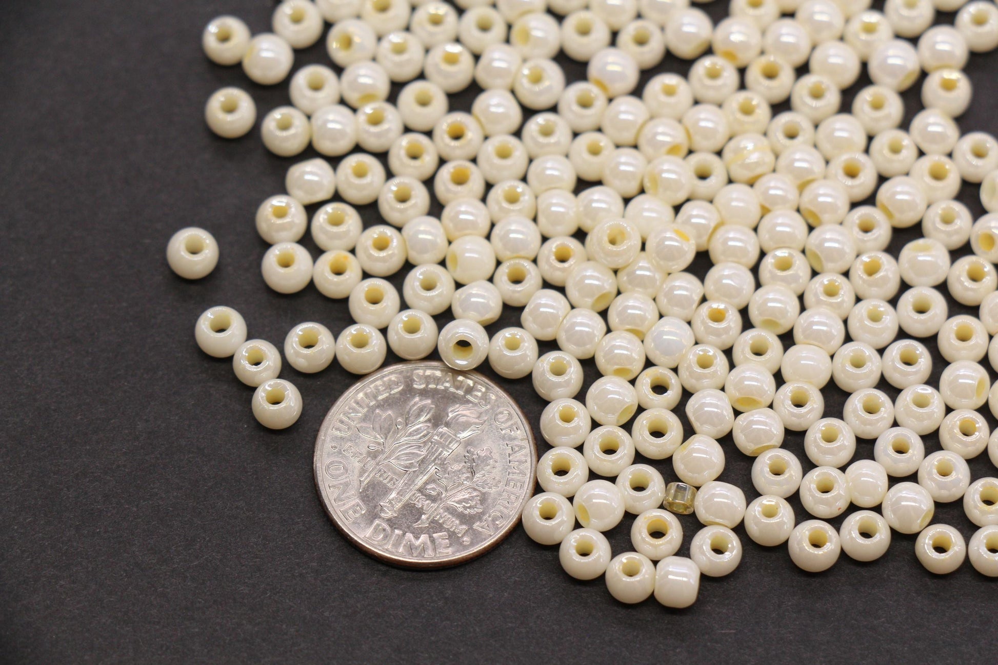 4mm Ivory Cream Pearlized Glass Beads, Round Glass Spacer Beads for Bracelets, DIY Jewelry Supplies #3998