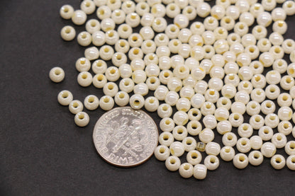 4mm Ivory Cream Pearlized Glass Beads, Round Glass Spacer Beads for Bracelets, DIY Jewelry Supplies #3998