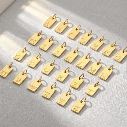 14K Gold Plated Initial Charm, Stainless Steel Letter Pendant, Alphabet Necklace Charm, DIY Jewelry Supply