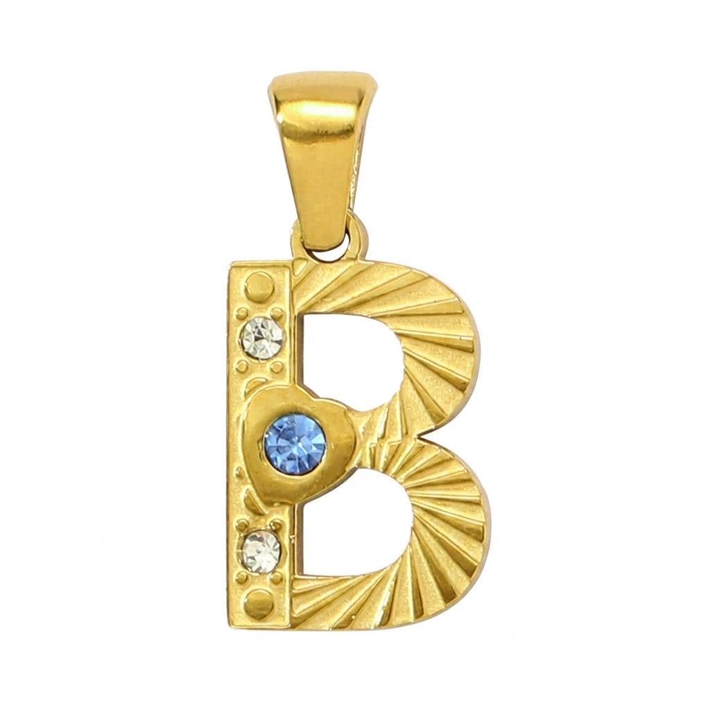 14K Gold Plated Initial Pendant Charm, Stainless Steel Letter Charm with Rhinestones, Alphabet Necklace Pendant, DIY Jewelry Supply