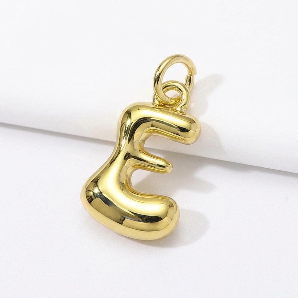 Gold Plated Bubble Letter Pendant Charm, Copper Initial Charm, Puffy Alphabet Necklace Charm, DIY Jewelry Supply,