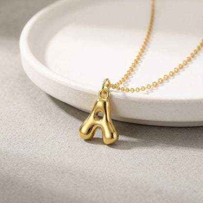 Gold Plated Bubble Letter Pendant Charm, Copper Initial Charm, Puffy Alphabet Necklace Charm, DIY Jewelry Supply,