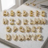 18K Gold Plated Cubic Zirconia Letter Charm, Mini Initial Pendant, Copper Alphabet Charm, Sparkly DIY Necklace Jewelry Supply