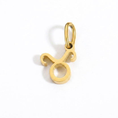 18K Gold Plated Zodiac Charm, Stainless Steel Astrology Pendant, Horoscope Birth Sign Necklace Charm, DIY Jewelry Supply