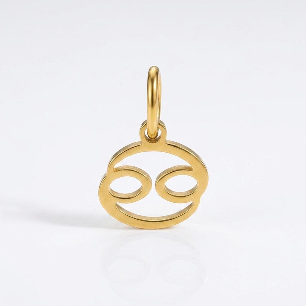 18K Gold Plated Zodiac Charm, Stainless Steel Astrology Pendant, Horoscope Birth Sign Necklace Charm, DIY Jewelry Supply