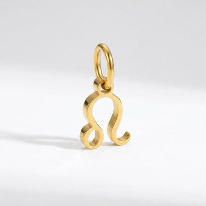 18K Gold Plated Zodiac Charm, Stainless Steel Astrology Pendant, Horoscope Birth Sign Necklace Charm, DIY Jewelry Supply