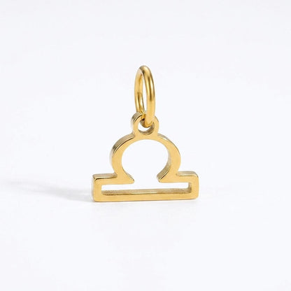 18K Gold Plated Zodiac Charm, Stainless Steel Astrology Pendant, Horoscope Birth Sign Necklace Charm, DIY Jewelry Supply