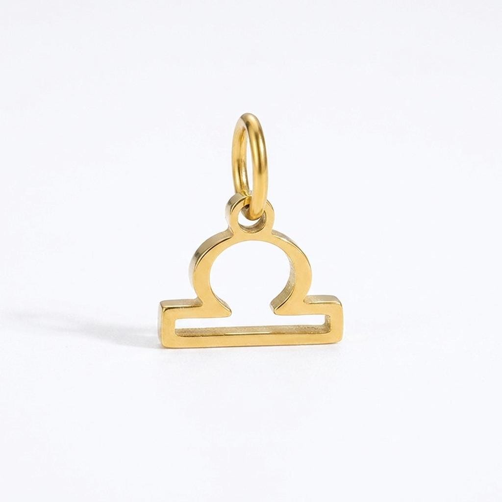 18K Gold Plated Zodiac Charm, Stainless Steel Pendant