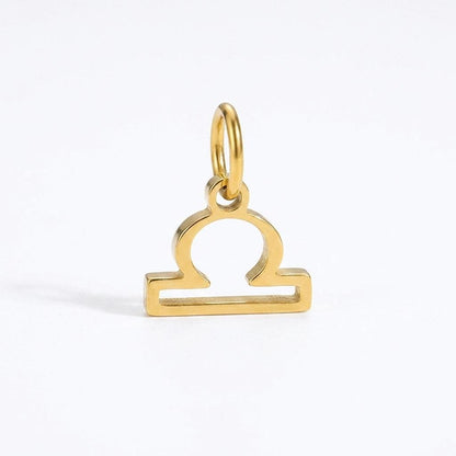 18K Gold Plated Zodiac Charm, Stainless Steel Pendant