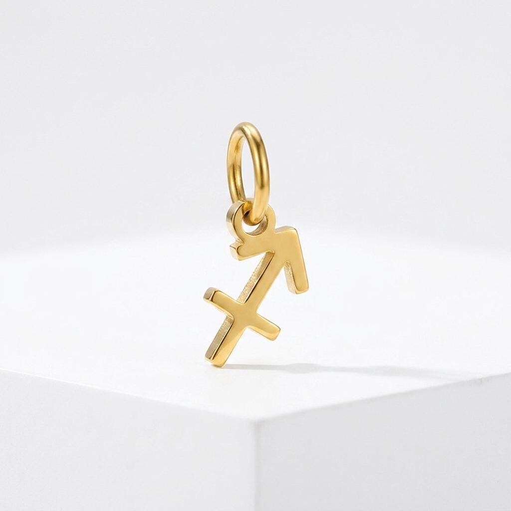 18K Gold Plated Zodiac Charm, Stainless Steel Astrology Pendant, Horoscope Birth Sign Necklace Charm, DIY Jewelry Supply