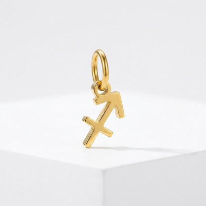 18K Gold Plated Zodiac Charm, Stainless Steel Astrology Pendant, Horoscope Birth Sign Necklace Charm, DIY Jewelry Supply