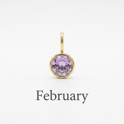 Birthstone Charm, Stainless Steel Month Pendant, Birth Month Necklace Charm, DIY Jewelry Supply