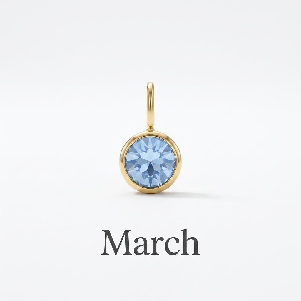 Gold Birthstone Month Charm, Stainless Steel Pendant