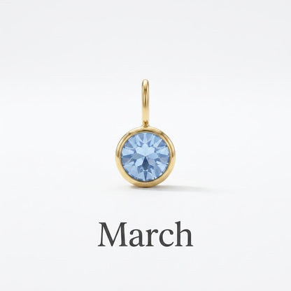 Gold Birthstone Month Charm, Stainless Steel Pendant