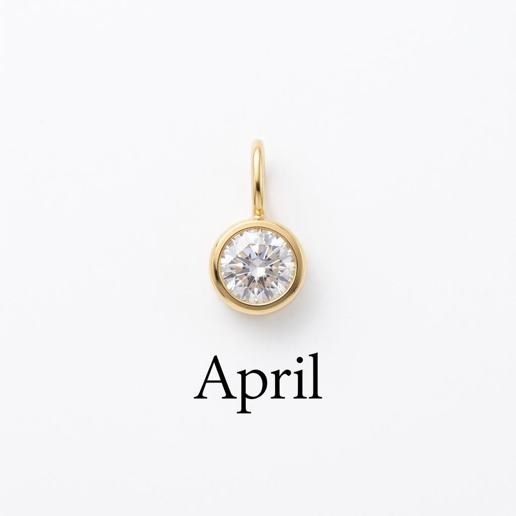 Birthstone Charm, Stainless Steel Month Pendant, Birth Month Necklace Charm, DIY Jewelry Supply