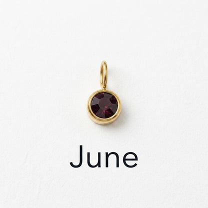 Gold Birthstone Month Charm, Stainless Steel Pendant