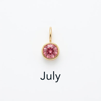 Gold Birthstone Month Charm, Stainless Steel Pendant