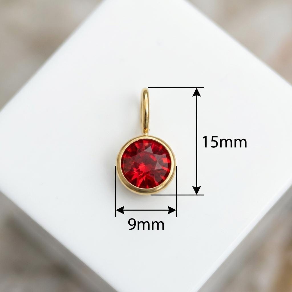 Birthstone Charm, Stainless Steel Month Pendant, Birth Month Necklace Charm, DIY Jewelry Supply