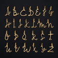 Gold Script Initial Charm with Heart, Stainless Steel