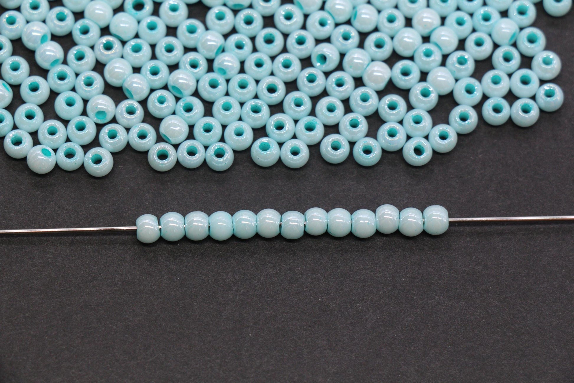 4mm Seafoam Blue Pearlized Glass Beads, Round Glass Spacer Beads for Bracelets, Small Seed Beads, DIY Jewelry Supplies #4000