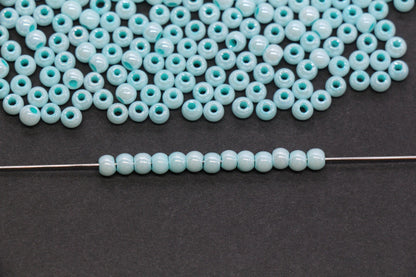 4mm Seafoam Blue Pearlized Glass Beads, Round Glass Spacer Beads for Bracelets, Small Seed Beads, DIY Jewelry Supplies #4000