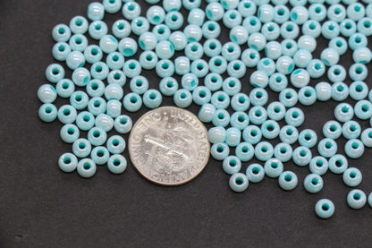 4mm Seafoam Blue Pearlized Glass Beads, Round Glass Spacer Beads for Bracelets, Small Seed Beads, DIY Jewelry Supplies #4000
