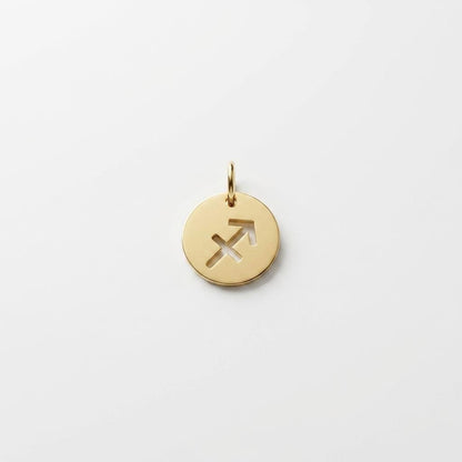 Gold Zodiac Charm, Stainless Steel Astrology Pendant, Horoscope Sign Necklace Charm, Celestial DIY Jewelry Supply
