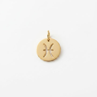Gold Zodiac Charm, Stainless Steel Astrology Pendant, Horoscope Sign Necklace Charm, Celestial DIY Jewelry Supply