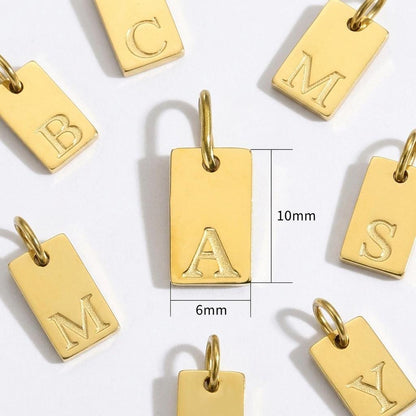 14K Gold Plated Initial Charm, Stainless Steel Letter Pendant, Alphabet Necklace Charm, DIY Jewelry Supply