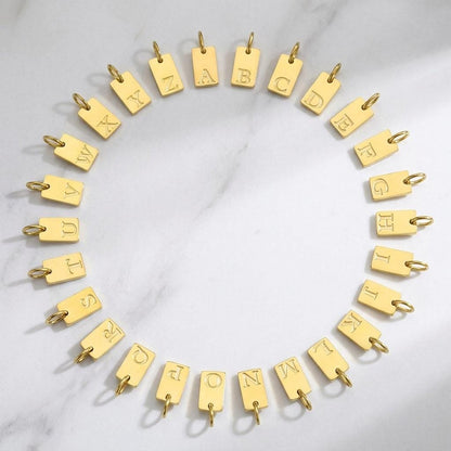 14K Gold Plated Initial Charm, Stainless Steel Letter Pendant, Alphabet Necklace Charm, DIY Jewelry Supply
