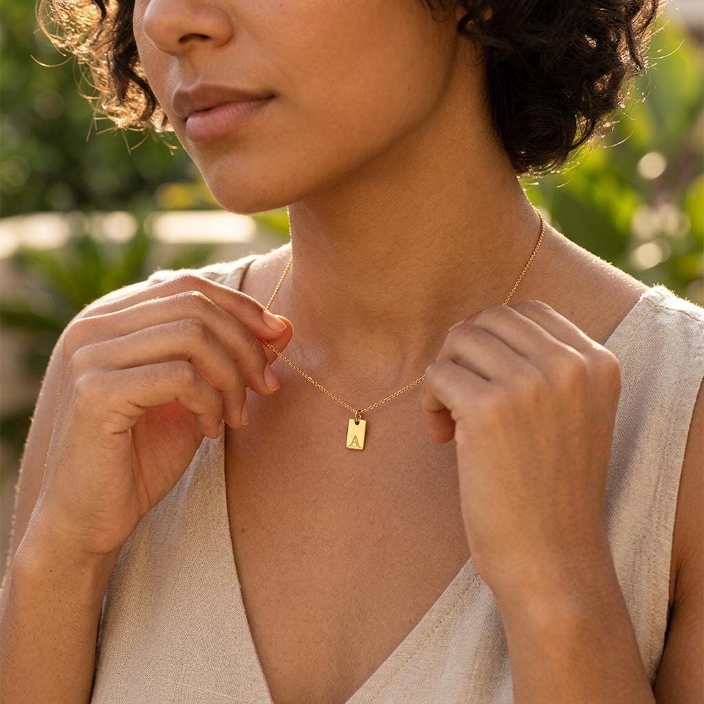 14K Gold Plated Initial Charm, Stainless Steel Letter Pendant, Alphabet Necklace Charm, DIY Jewelry Supply