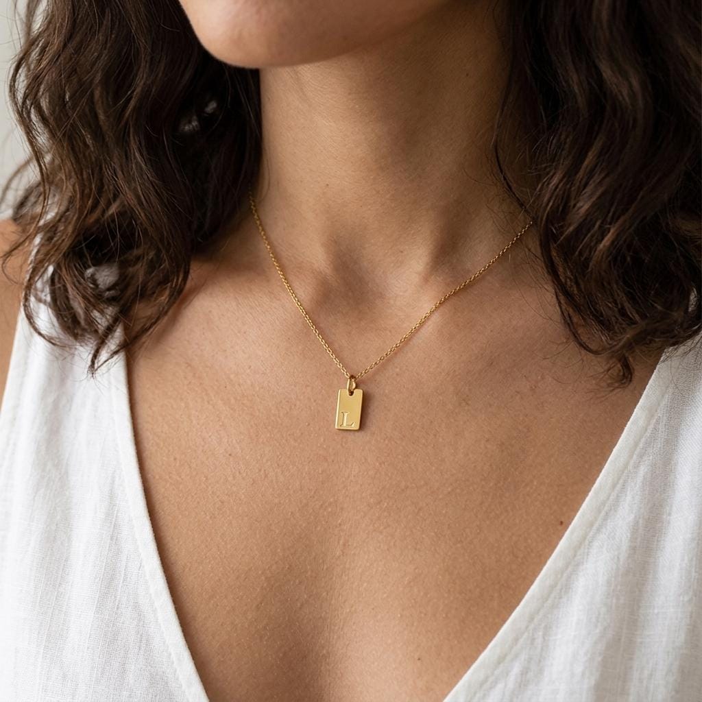 14K Gold Plated Initial Charm, Stainless Steel Letter Pendant, Alphabet Necklace Charm, DIY Jewelry Supply