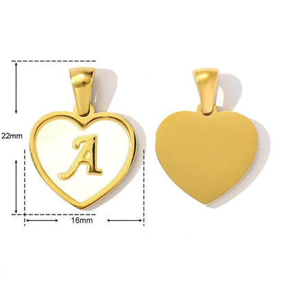18K Gold Plated Letter Pendant Charm, White Shell Initial Charm, Stainless Steel Alphabet Pendant, DIY Necklace Jewelry Supply