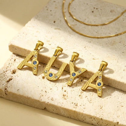 14K Gold Plated Initial Pendant Charm, Stainless Steel Letter Charm with Rhinestones, Alphabet Necklace Pendant, DIY Jewelry Supply