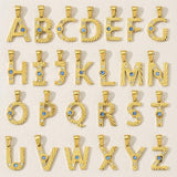 14K Gold Plated Initial Pendant Charm, Stainless Steel Letter Charm with Rhinestones, Alphabet Necklace Pendant, DIY Jewelry Supply