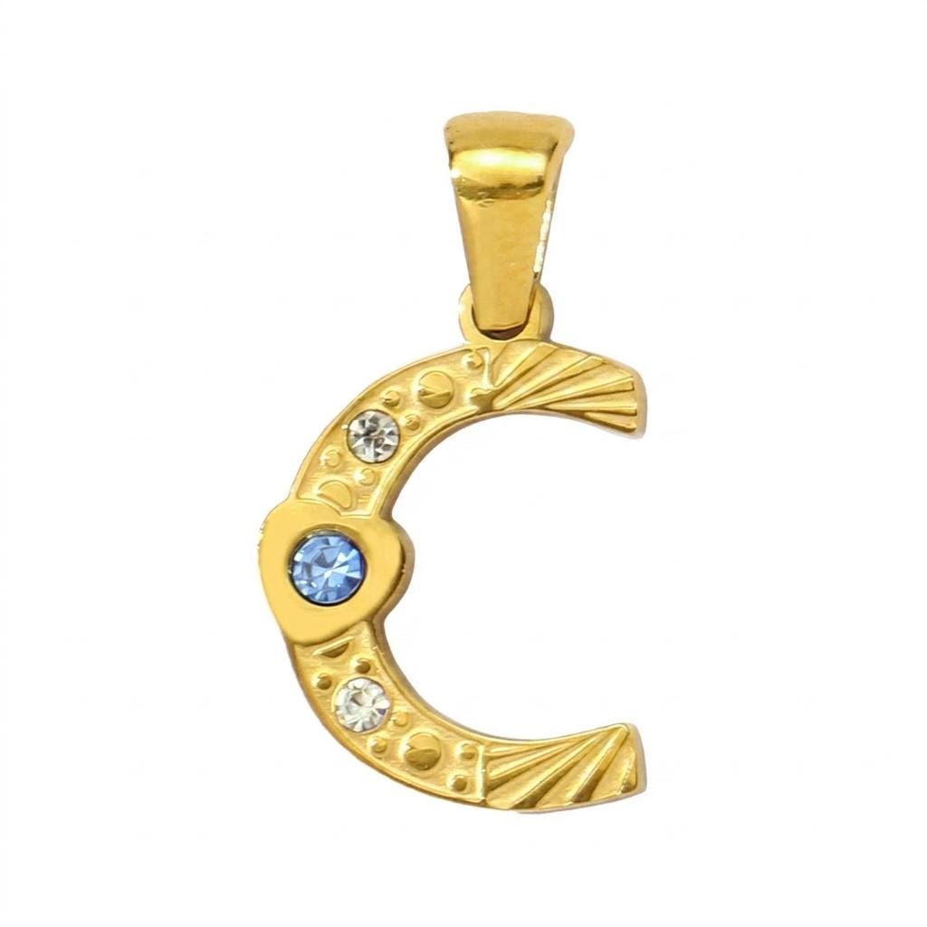 14K Gold Plated Initial Pendant Charm, Stainless Steel Letter Charm with Rhinestones, Alphabet Necklace Pendant, DIY Jewelry Supply