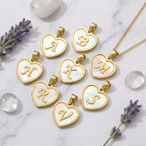 18K Gold Plated Letter Pendant Charm, White Shell Initial Charm, Stainless Steel Alphabet Pendant, DIY Necklace Jewelry Supply