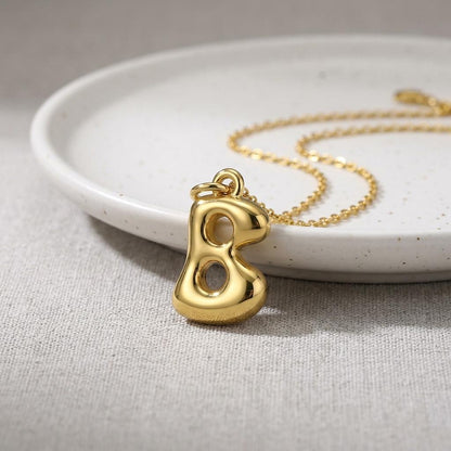 Gold Plated Bubble Letter Pendant Charm, Copper Initial Charm, Puffy Alphabet Necklace Charm, DIY Jewelry Supply,