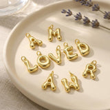 Gold Plated Bubble Letter Pendant Charm, Copper Initial Charm, Puffy Alphabet Necklace Charm, DIY Jewelry Supply,