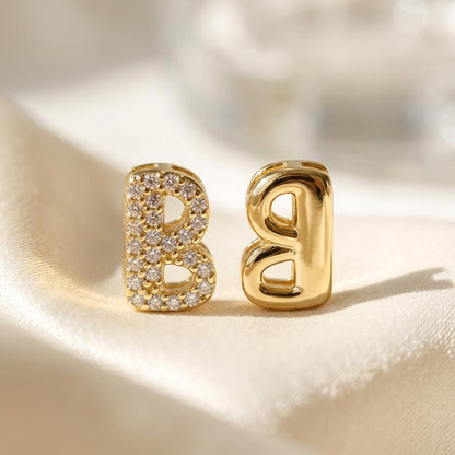 18K Gold Plated Cubic Zirconia Letter Charm, Mini Initial Pendant, Copper Alphabet Charm, Sparkly DIY Necklace Jewelry Supply