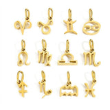 18K Gold Plated Zodiac Charm, Stainless Steel Pendant