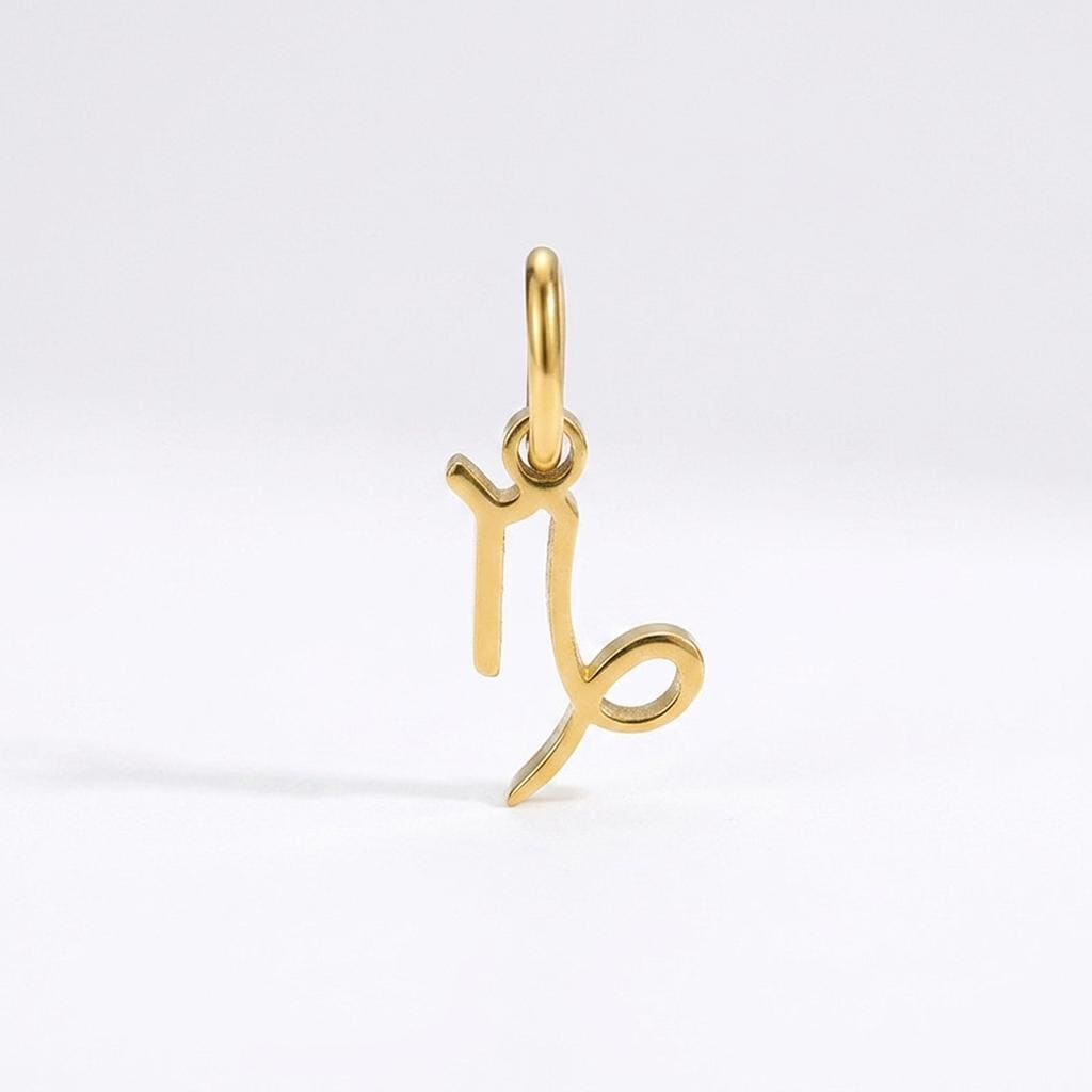 18K Gold Plated Zodiac Charm, Stainless Steel Astrology Pendant, Horoscope Birth Sign Necklace Charm, DIY Jewelry Supply
