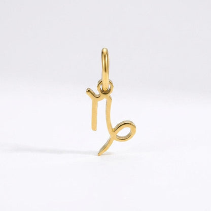18K Gold Plated Zodiac Charm, Stainless Steel Astrology Pendant, Horoscope Birth Sign Necklace Charm, DIY Jewelry Supply