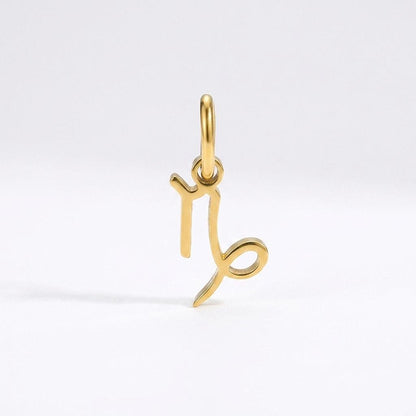 18K Gold Plated Zodiac Charm, Stainless Steel Pendant
