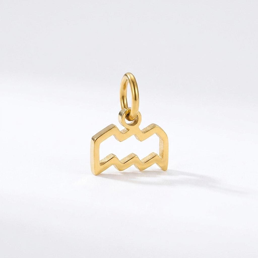 18K Gold Plated Zodiac Charm, Stainless Steel Astrology Pendant, Horoscope Birth Sign Necklace Charm, DIY Jewelry Supply